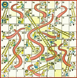 Chutes and Ladders game board