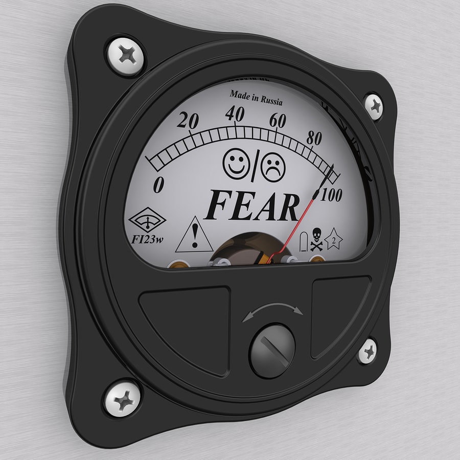 A gauge marked fear