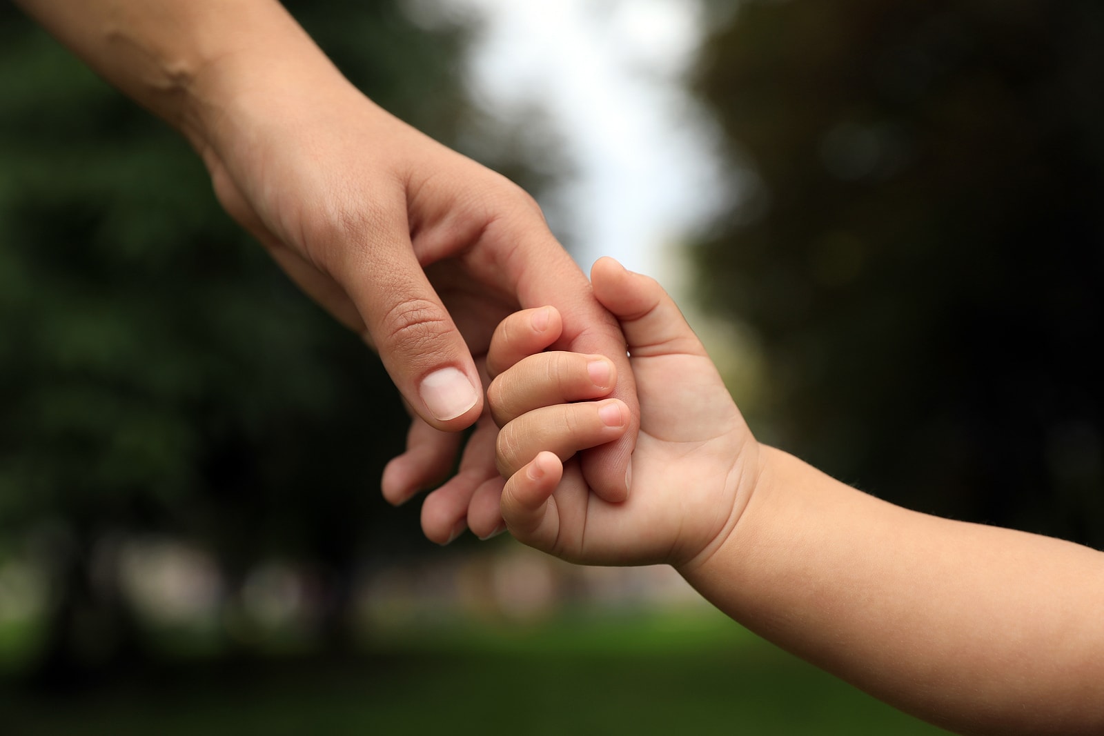A daughter holding her mother’s hand